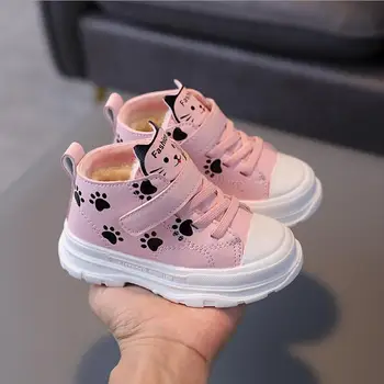 

Fashion Martin Boots For Kids Autumn Winter Warm Plush Snow Boots Girls Boys British Syles Botas Soft Comfortable Sport Shoes