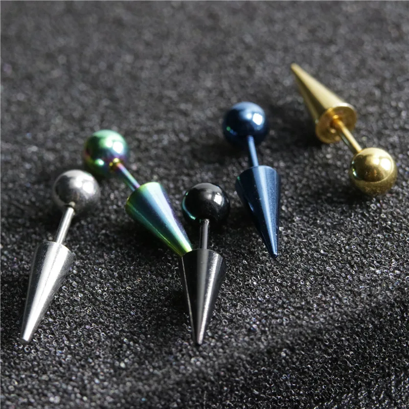 2pc Trendy Stainless Steel Spike Stud Earrings for Women Men Helix