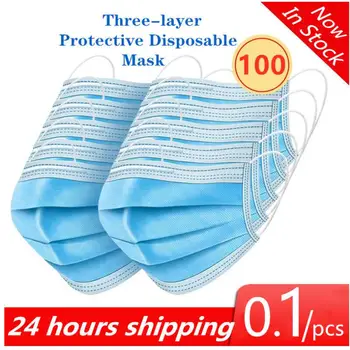 

120/50/100pcs Mask Disposable Nonwove 3 Layer Ply Filter Mask mouth Face mask filter safe Breathable Protective masks In Stock