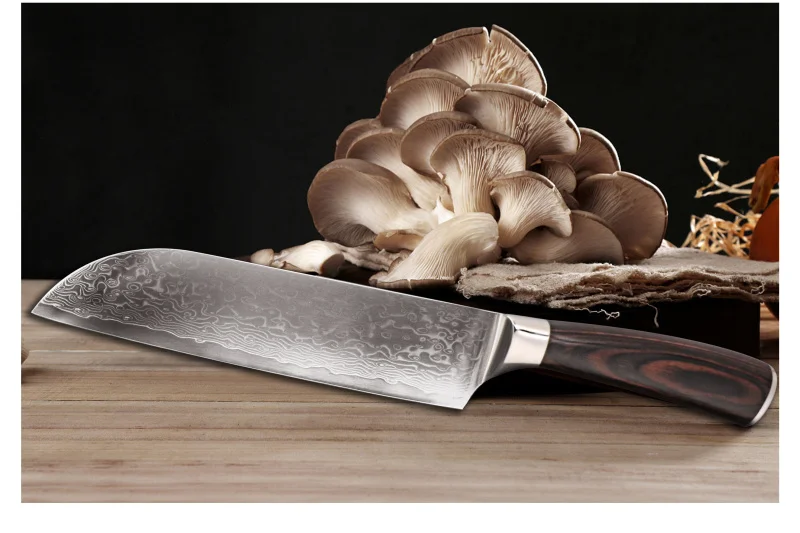 7 ''дюймов Santoku кухонные ножи 67 слоев дамасской стали шеф-повара нож дело с мясом фрукты овощи Pakka деревянной ручкой