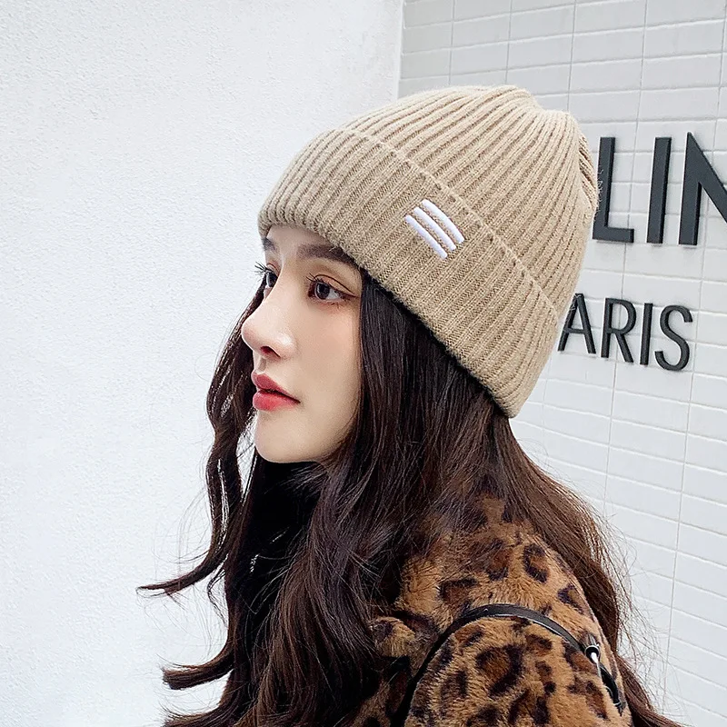 

Women's Beanie Knitted Hat Winter Warm Cotton Acrylic Caps Multi Colors Fashion Hiphop Hats for Men and Women