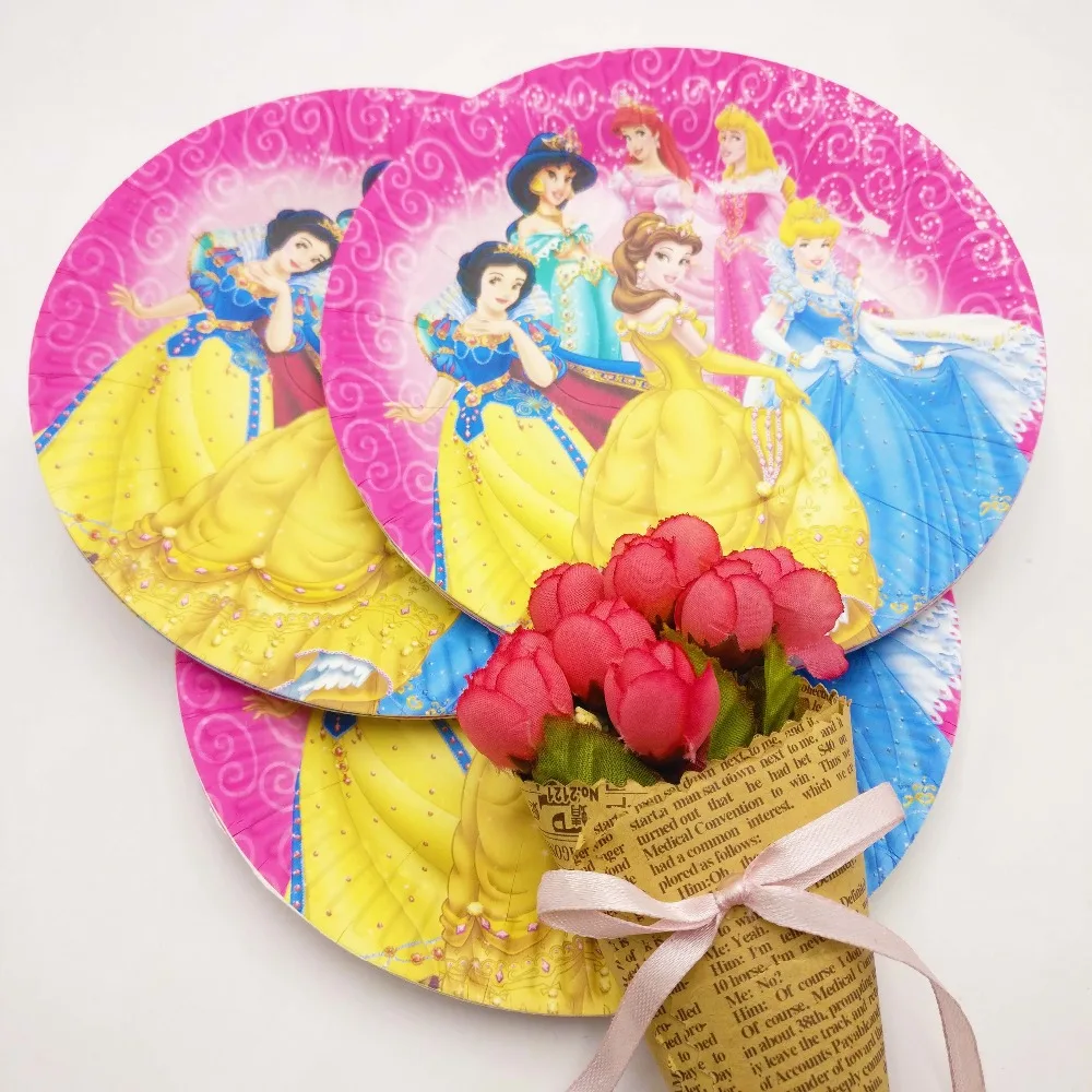 82 шт./компл. disney платье принцессы для девочек вечерние поставки посуда тарелка чашка флаг скатерть соломы салфетка День рождения украшения пользу