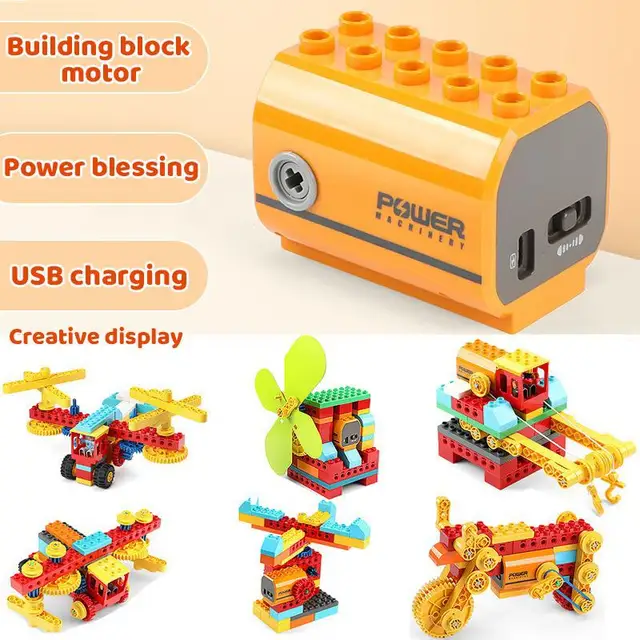 Large Particles Science And Education Gear Toys Assembled Engine Turn The Motor Compatible With Power Building Block Toys 1