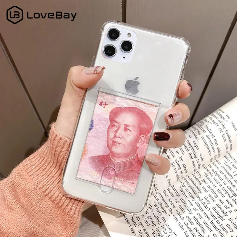 Lovebay прозрачная защита, подушка безопасности чехол для телефона для iPhone 11 Pro Max ID Card противоударный мягкий ТПУ чехол для iPhone 11 чехол