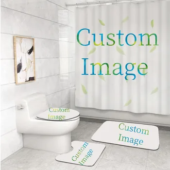 

3Pieces Sets Bathroom Decor Home Any Design Customized Waterproof Polyester Rug Toilet Cover Non-slip Floor Mat