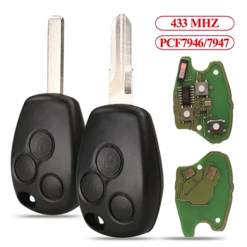 

Jingyuqin Remote Key 434MHZ PCF7946 Chip For Renault Trafic Vivaro Primastar Movano 3 Button Keyless Replacement Control Fob