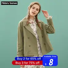Metersbonwe, модный короткий Тренч, Женская ветровка, пальто для женщин, Осенний Повседневный Тренч, офисное Женское пальто, женская верхняя одежда
