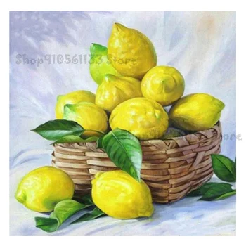 

Diamond Mosaic Fruit Square Diamond Painting Cross Stitch Pictures of Rhinestones Diamond Embroidery Lemon Kitchen Decor GG4337