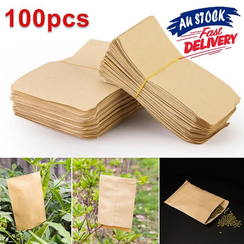 100pcs Kraft Paper Brown Seed Bags Isolation Sack Seed Packaging/Protective Vertical Envelope Style