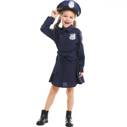 Крошечный полицейский милый карнавальный костюм Хэллоуина для девочек для детей косплей полицейский женское нарядное платье униформа
