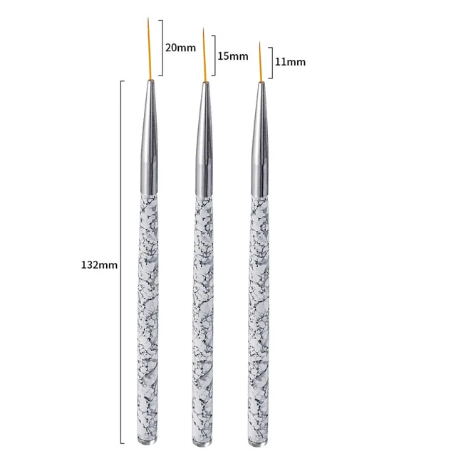 3Pcs Acrylic French Stripe Nail Art Liner Brush Set 3D Tips Manicure Ultra-thin Line Drawing Pen UV Gel Brushes Painting Tools SG310