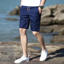 Модные новые Брендовые мужские шорты с эластичной резинкой на талии, хлопковые мужские шорты, однотонные цветные повседневные мужские шорты, мужские шорты большого размера