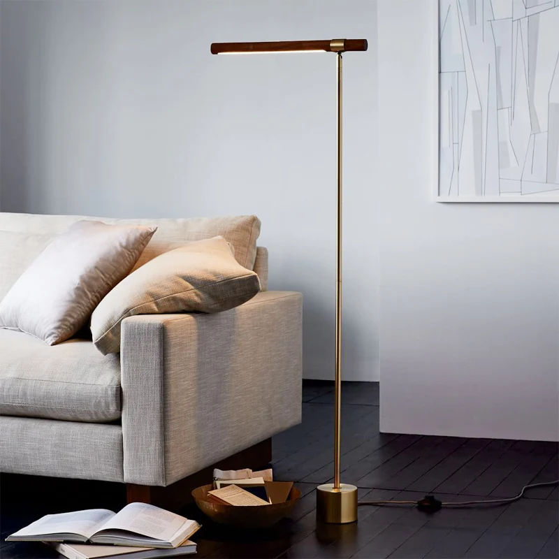 

Nordic Minimalist Wood Grain Cylindrical Floor Lamp Post-Modern Light Luxury Bedroom Creative Living Room Vertical Lighting