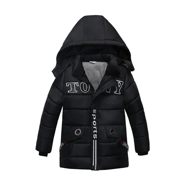 200979 black Модные зимние теплые куртки с капюшоном для мальчиков детская одежда, пальто Одежда для маленьких мальчиков детские хлопковые пальто средней длины D20 - Цвет: 200979 black