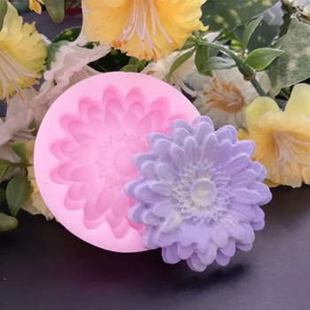 

New 3D chrysanthemums Soap mold Flowers silicone moulds candle molds Sunflower cake decoration tools wholesale