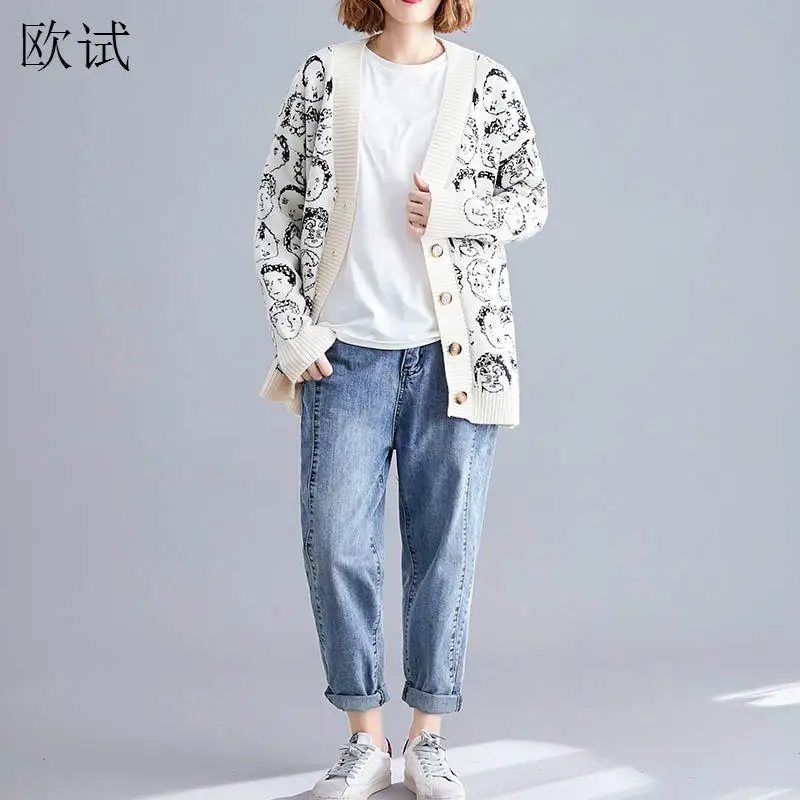 

Plus Size Kawaii Cartoon Knitted Cardigan Sweater Women Korean Tricot Cardigans Sweaters Pull Femme Sweters Invierno 2019 Mujer
