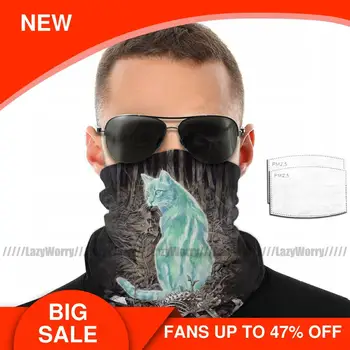

Ghost Skeleton Mouth Face Mask Ghost Cat Prowls Forever Facial Mask Cool for Adult Polyester Mask