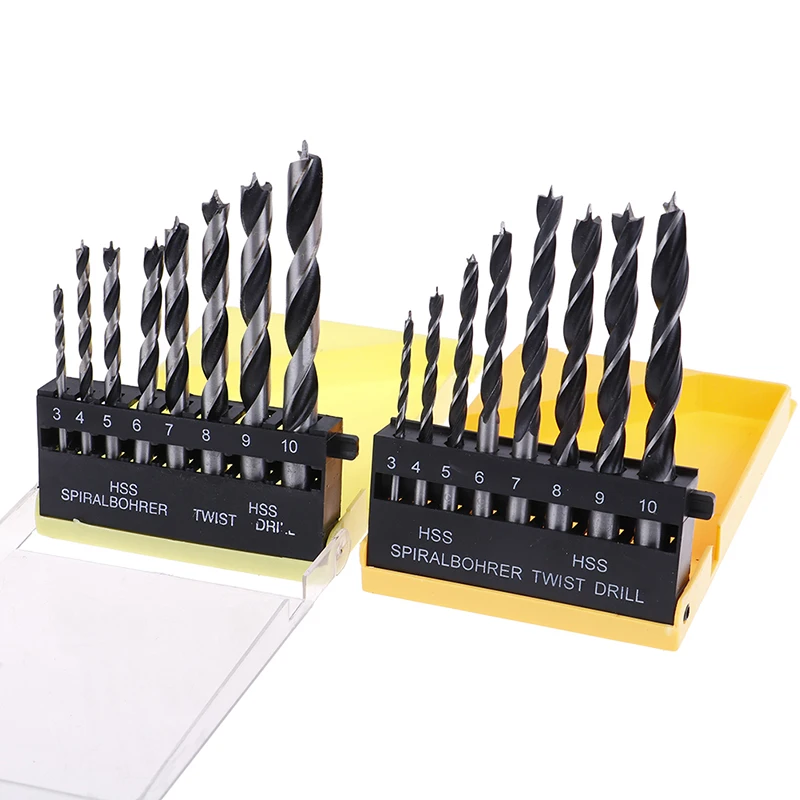 

8Pcs Twist Drill Bits Set High Carbon Steel Metal Wood Drilling Tools for Woodworking Power Tools 3/4/5/6/7/8/9/10mm With Box