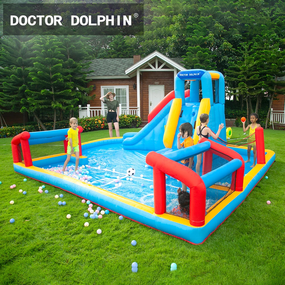 Piscina inflable para niños, tobogán de chorro de agua, combinación multifuncional, trampolín pequeño hogar, castillo con campo de inflables| - AliExpress