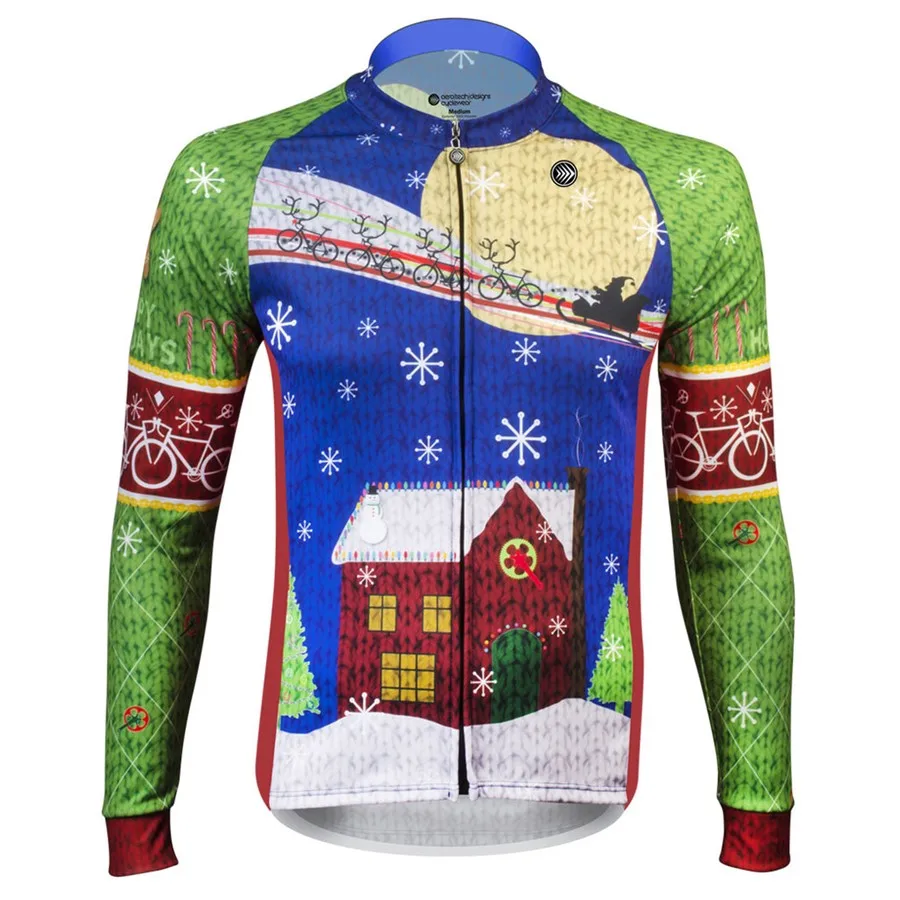 Рождественская тема, зимняя одежда с длинными рукавами из флиса, мужская одежда красного и синего цвета для велоспорта, одежда для горного велосипеда, одежда для велоспорта, ropa Ciclismo - Цвет: 4