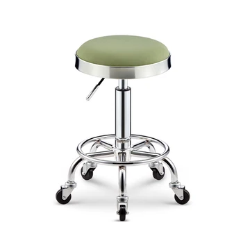 

Lifting Beauty Barber Shop Chair Rotating Round Stool Hairdressing Work Bench Pulley Stainless Steel Hair Cutting Stool