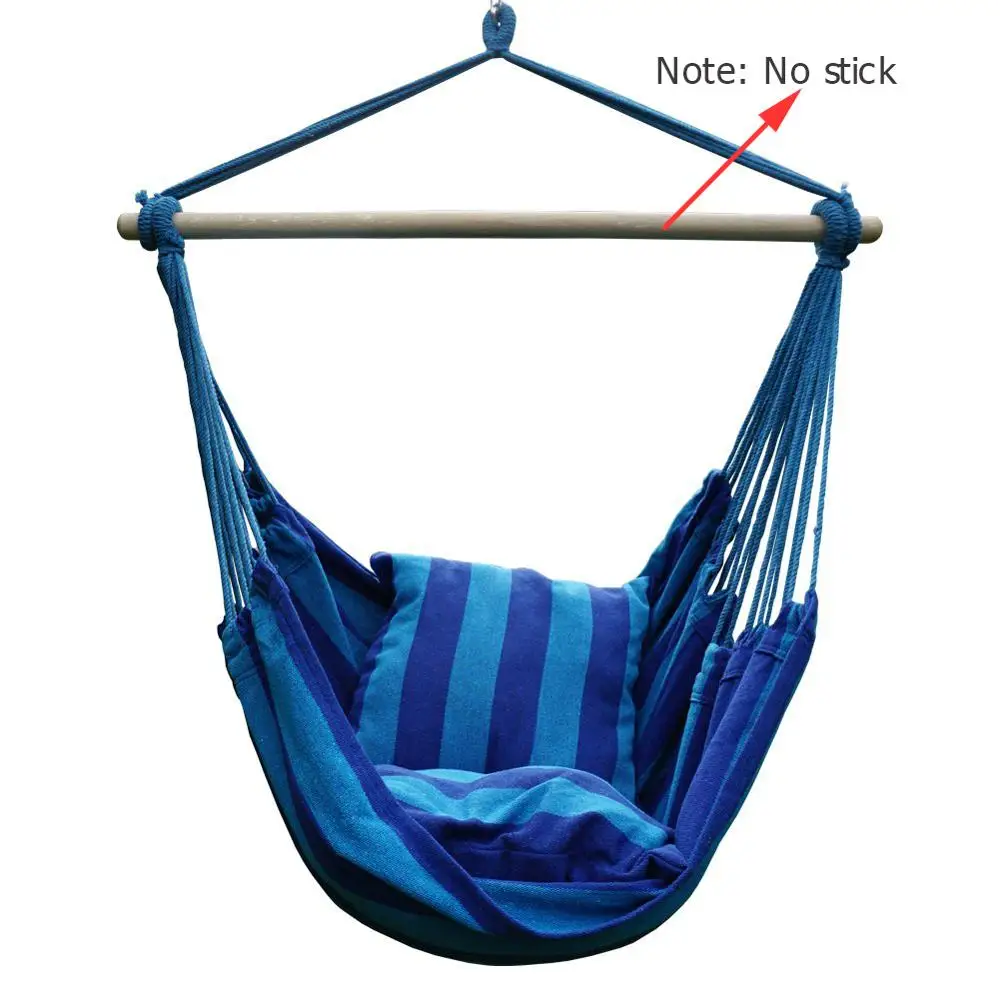 with pillow Blue Портативный гамак, уличный гамак, садовый, спортивный, для дома, путешествий, кемпинга, качели, Холщовый, в полоску, на кровать, гамак - Цвет: with pillow Blue