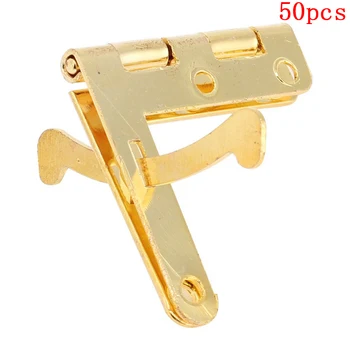 

50Pcs 90° Angle Support Small Box Hinges Hinge for Jewelry Wine Case Watch Wooden Lid Rubber Wedge Door Stopper(Gold)