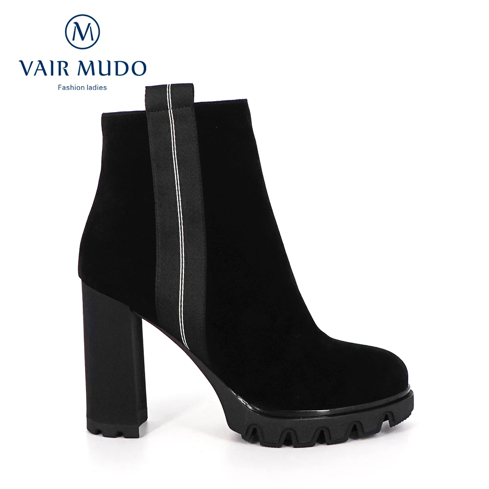 

VAIR MUDO 2020 New High Ankle Boots Shoes Women Waterproof platform Lady Shoes Genuine Leather Autumn Winter Elegant Shoe DX25
