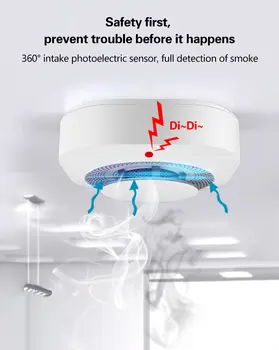 

Wireless Smoke Fire Detector Alarm System For Home Security App Control Smart Life Sensor