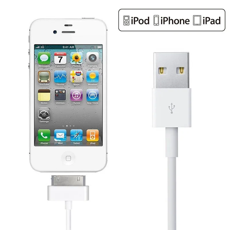 

High Quality USB Cable For Apple iPhone 4 4S iPad 1 2 3 ipod touch 4 iOS 2 Meters 100cm Long Charger Wire Cord Line