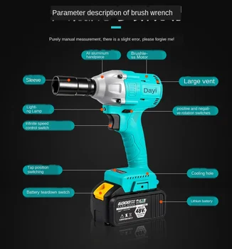 Online Electric Wrench Lithium Battery Shelf Carpentry Impact Wrench Wind Gun Electric Wrench Genuine