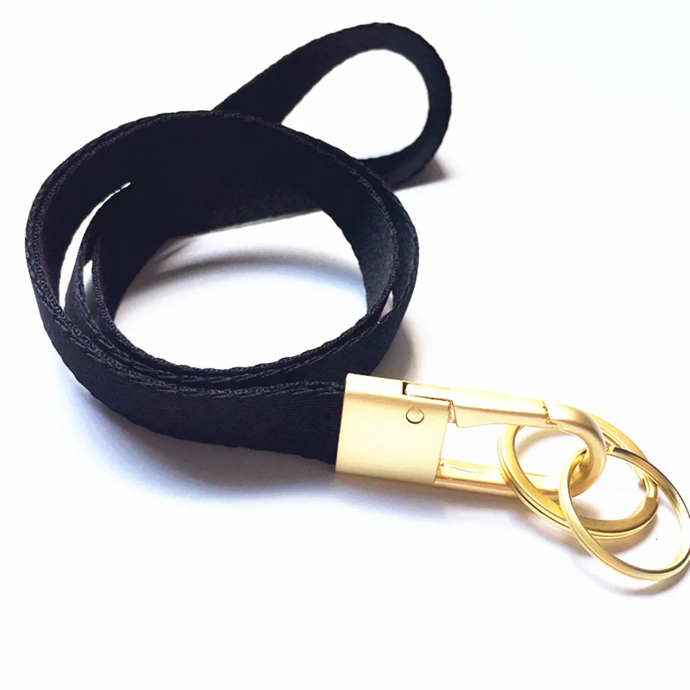 Шнурок на шею в полоску (с 2 брелоками) роскошный золотой сверхпрочный