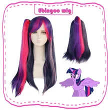 Ebingoo My Little Pony, хвостик, стильный, боковая часть, фиолетовый, розовый, синтетический парик для косплея, с зажимом, хвост для Хэллоуина, вечерние костюмы