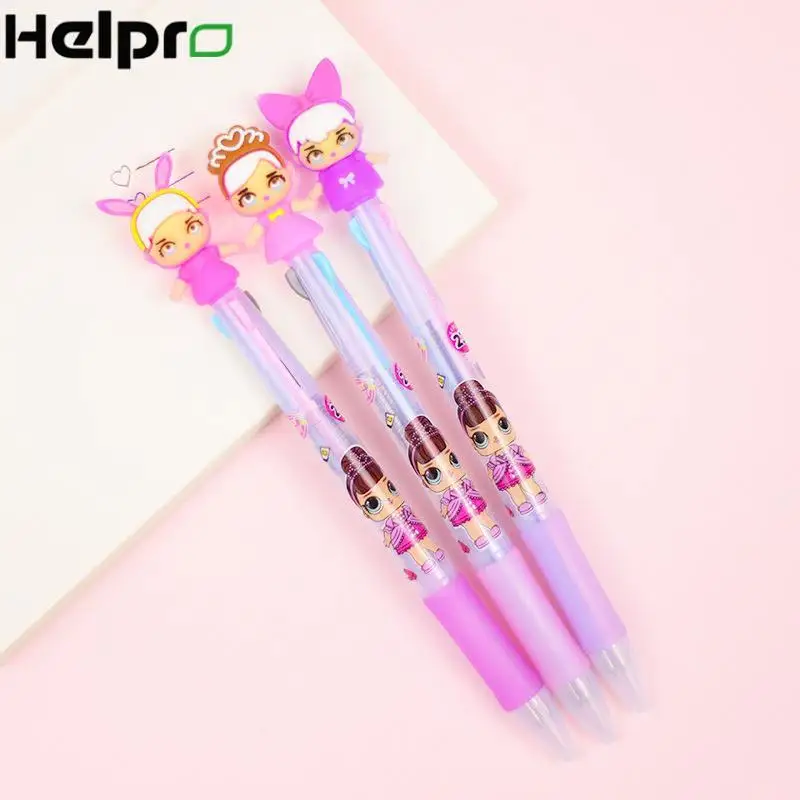 Helpro 1pc Cute 3Colors Ballpoint Pen Fashion Cartoon LOL Girl Gel Creative School Supplies Stationery for Kids Gifts |