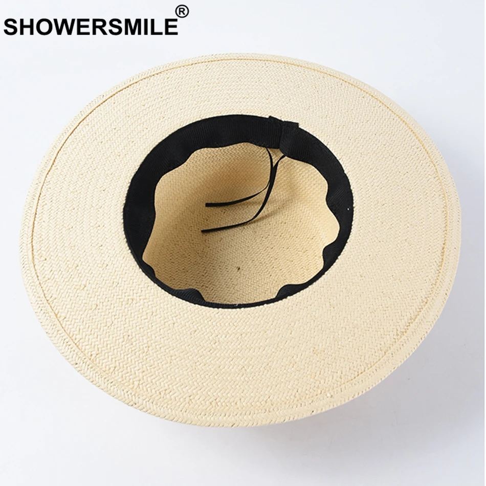 SHOWERSMILE широкополая шляпа от солнца для женщин бумажная женская синяя лента