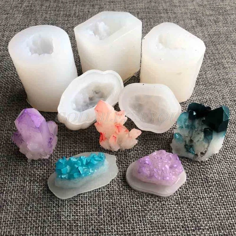 Handmade Natural Crystal Quartz Rock Cluster Geode Druzy Stone Epoxy Resin Mold Pendant Jewelry Making Tools | Дом и сад