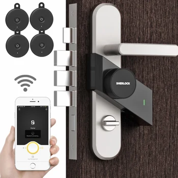 

4 key with Sherlock S2 Smart Door Lock Home Keyless Lock Finger Work with the Mechanics Lock Smart Wireless App Phone Control