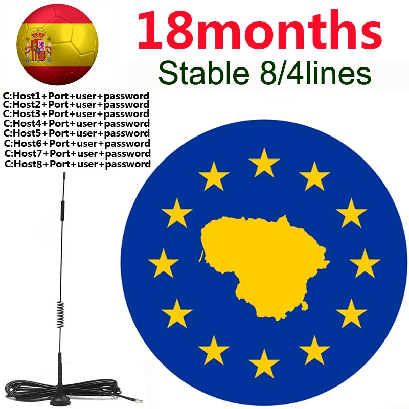 

Eroupe 8/4lines ccams 18month Spain portugal cccams for Satellite Receiver lines WIFI FULL HD DVB-S2