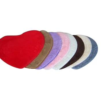 

Velvet Fabric Heart Shape Floor Mat Anti-slip Water Absorption Bath Mat Solid Color Bath Rugs For Bathroom Kitchen Bedroom