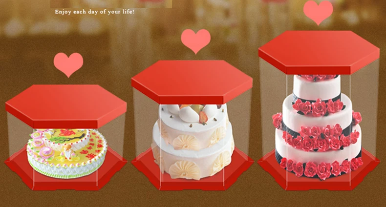 1,PET hexagon round Print transparent cake box,butterfly,Clear,681012 inch,exhibition,Storage,packaing,plastic,Holiday supplies,Birthday Cake,Party,wedding,gift,Flower,  (8)
