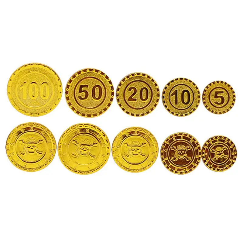 Gold Plastic Game Coin Chip 100pcs Party Decoration Child Toy