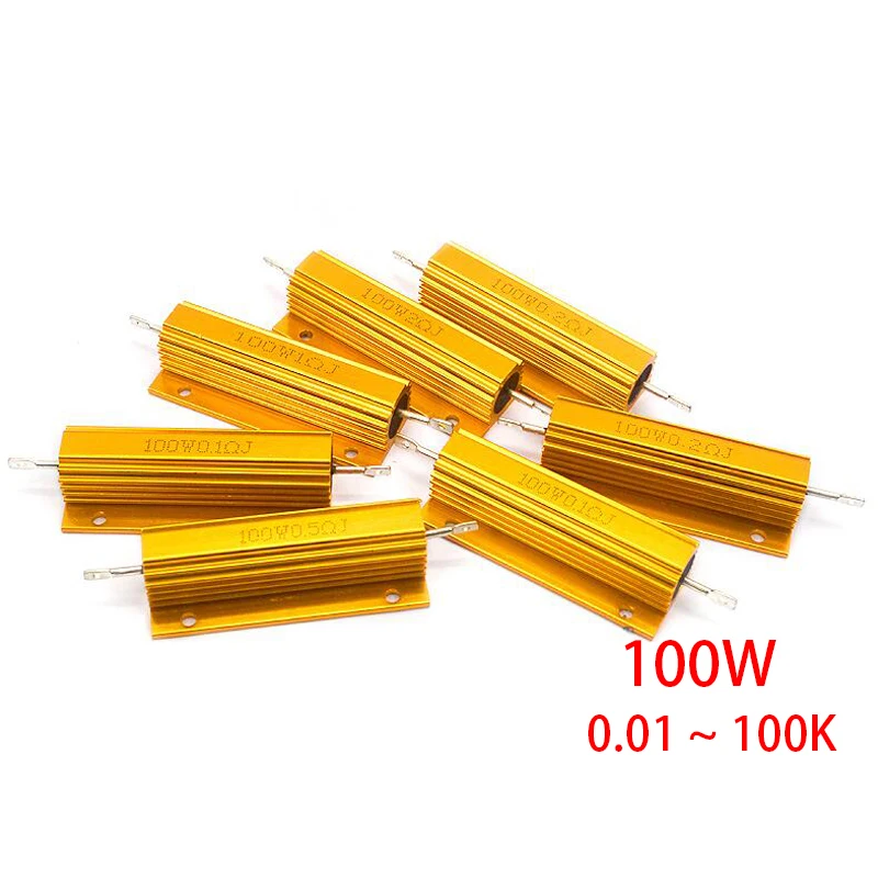100W Aluminum Power Metal Shell Case Wirewound Resistor 0.01 ~ 100K 0.05 0.1 0.5 1 2 4 6 8 10 20 100 150 200 300 500 1K 10K ohm wirewound resistor