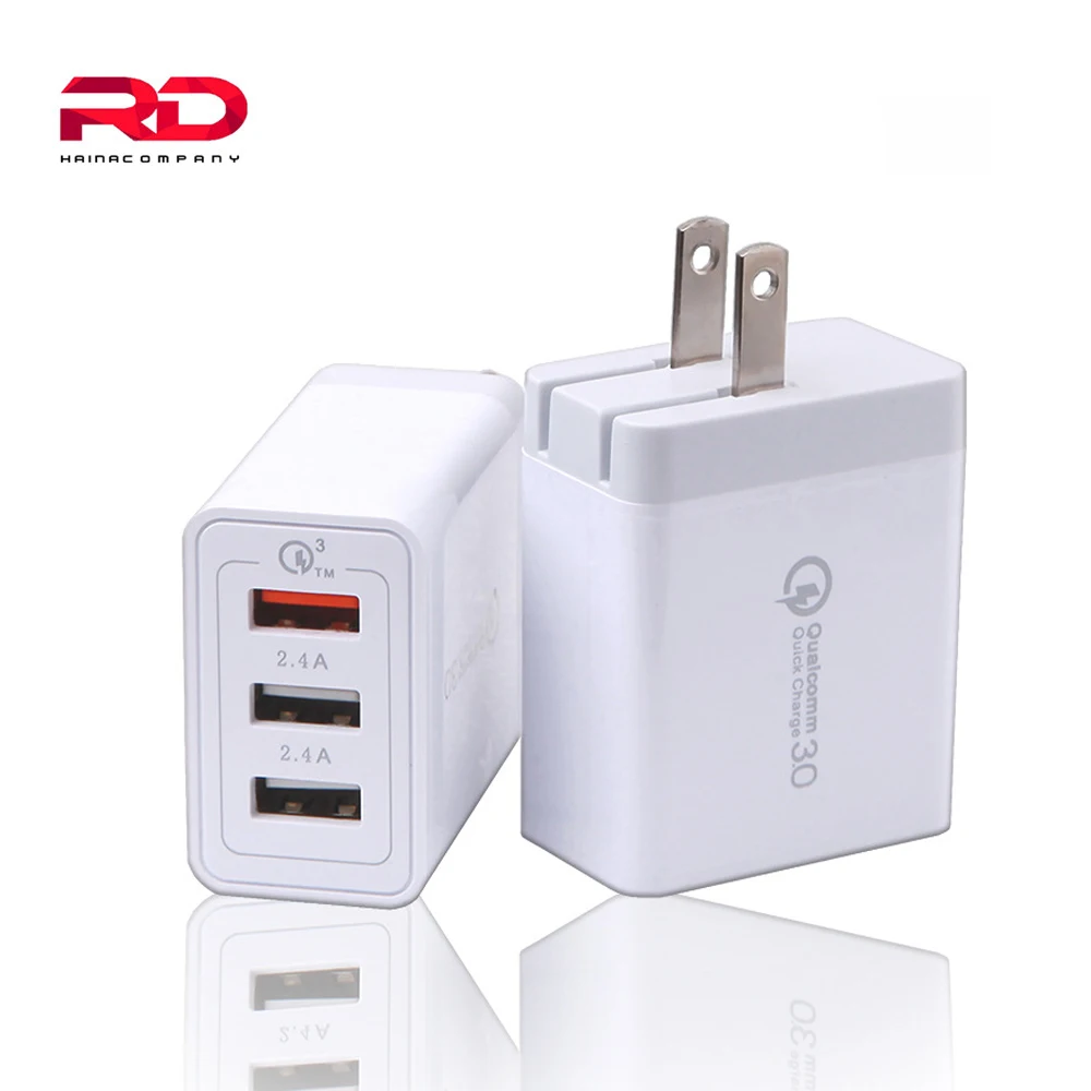 

wall charger quick charge 3.0 9V 12V EU/US 5V/2.4A plug EU Fast Charging 3-Ports USB Charger For iphone 7 8 8x