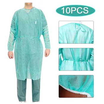 

10pcs Disposable Protection Gown Dust Spray Suit Siamese Non-woven Dust-proof Anti Splash Clothing Safely Protection Clothes