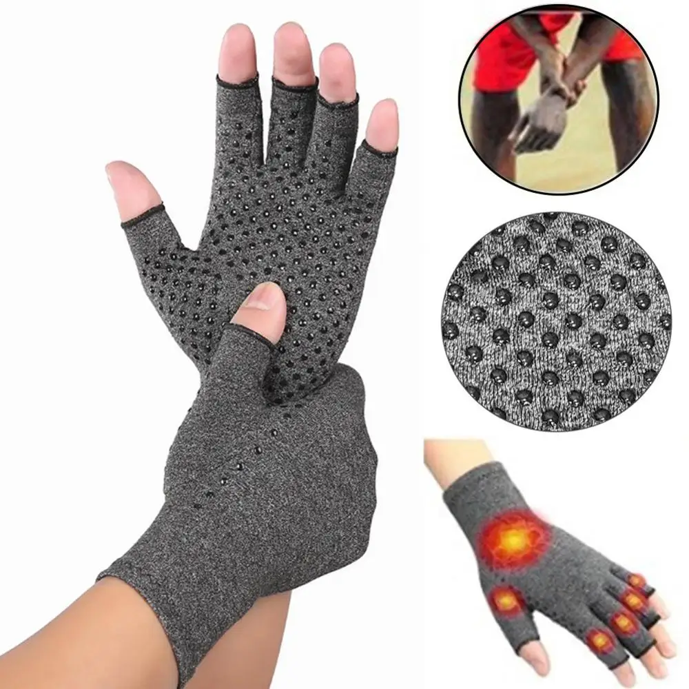 

1Pair Compression Arthritis Gloves Wrist Support Cotton Joint Pain Relief Half-finger Hand Brace Women Men Therapy Wristband