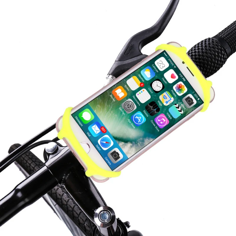Yellow phone holder Велосипедный держатель для телефона универсальный держатель для мобильного телефона силиконовый регулируемый противоударный держатель для телефона для детской коляски - Цвет: Yellow phone holder