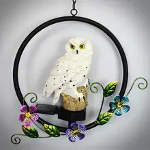 Owl Solar Light With Solar LED Panel Fake Owl Circle Flower Hanging Lamp Waterproof IP65 Outdoor Courtyard Path Yard Garden Lamp