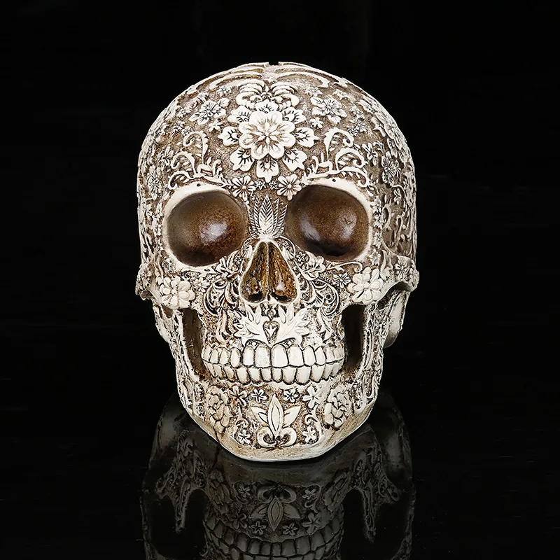 VILEAD 20 см резной череп из смолы ремесло белый череп голова Хэллоуин вечерние украшения Скульптура черепа орнамент украшение дома исследования