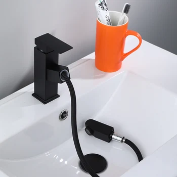 

Faucets Free To Bend Black Bathroom Smoked Pull Tap Mixer Basin Sink Tap Water Kitchen Faucet Bathroom Accessories