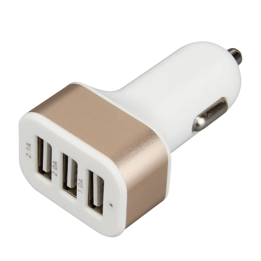 4 вида цветов тройной USB порт 5V 2.1A 2A 1A автомобильное зарядное устройство адаптер